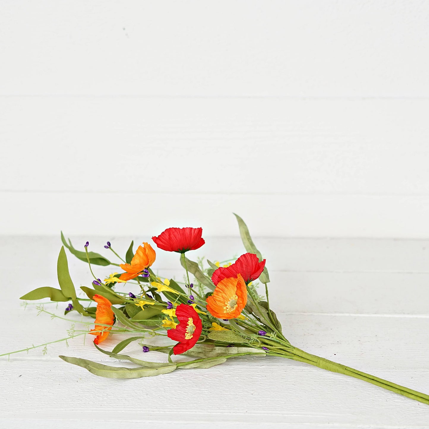 Bush-Orange Red Poppy w. Wild Flower