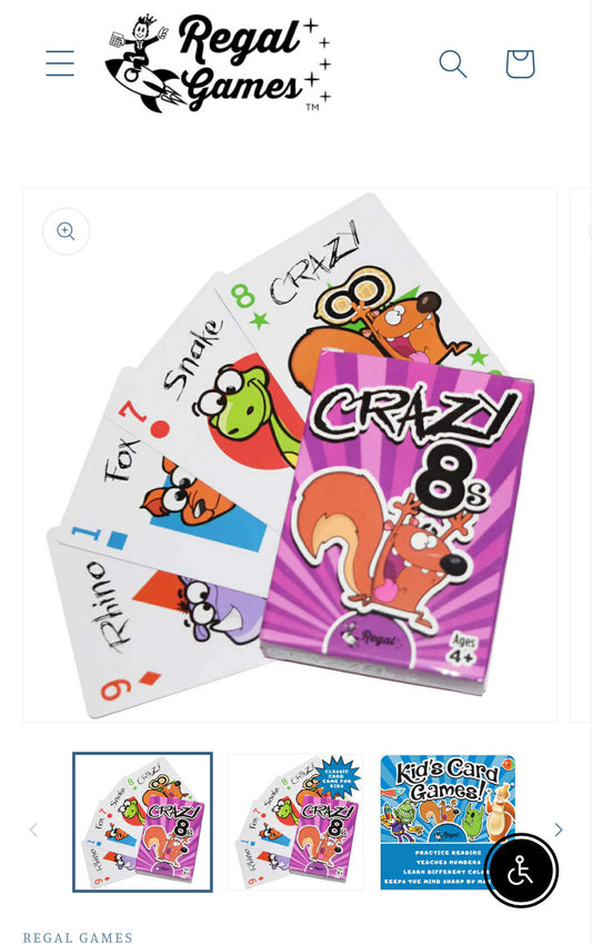 Regal Crazy 8 Kids Card Game