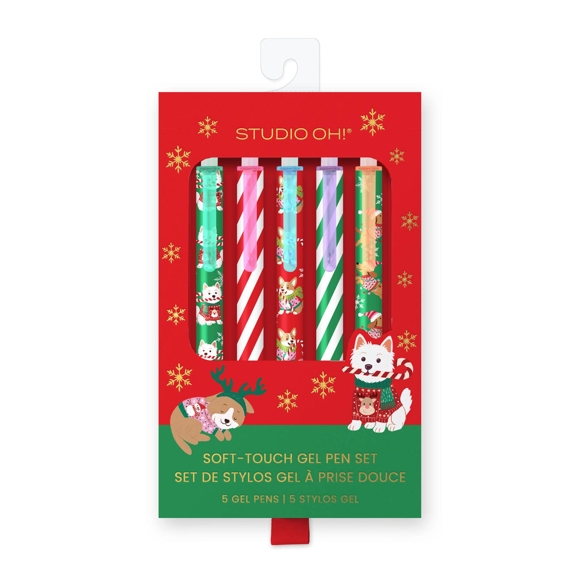 Cheery Christmas Dogs Soft-Touch Gel Pen Set