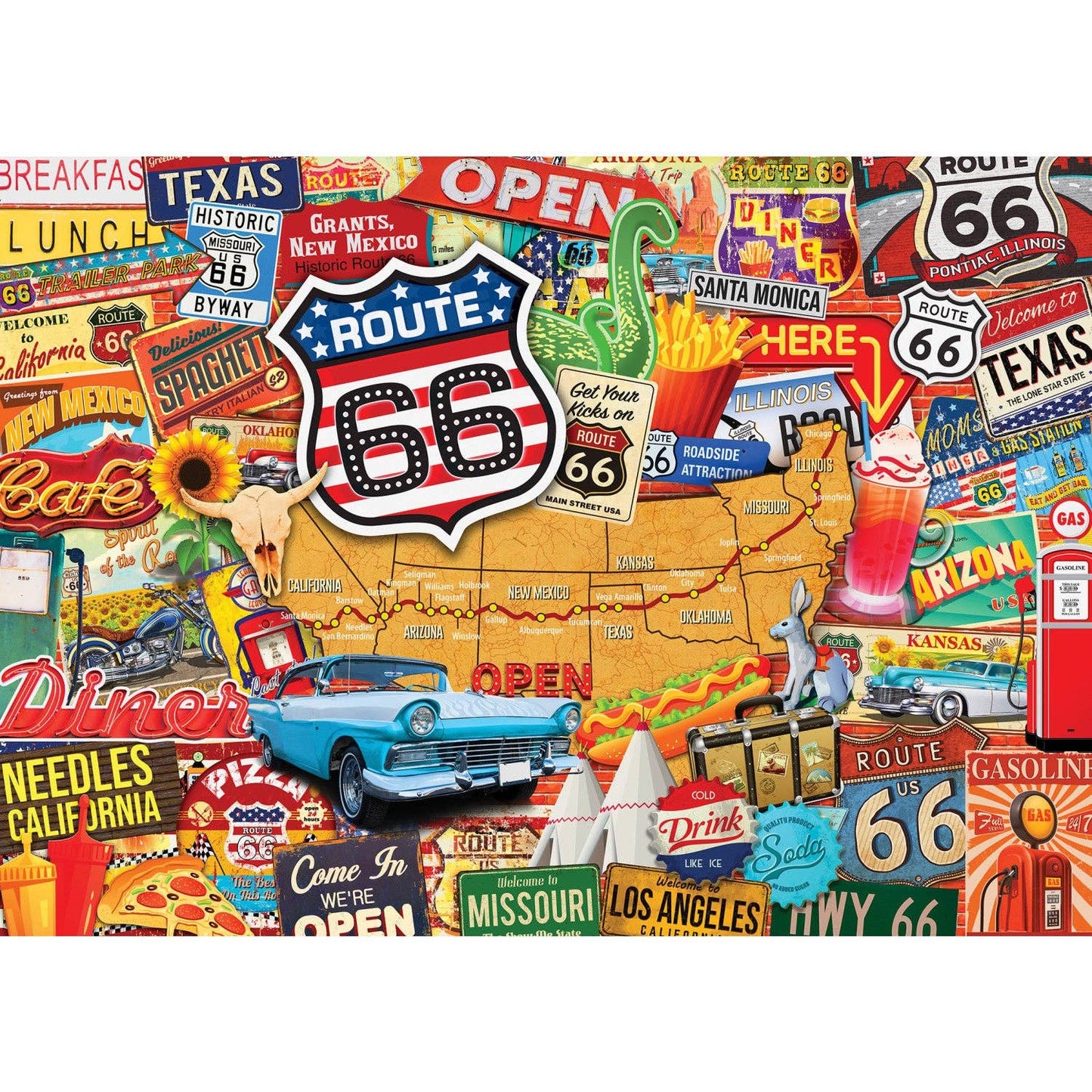 Greetings From Route 66 - 500 Piece Jigsaw Puzzle