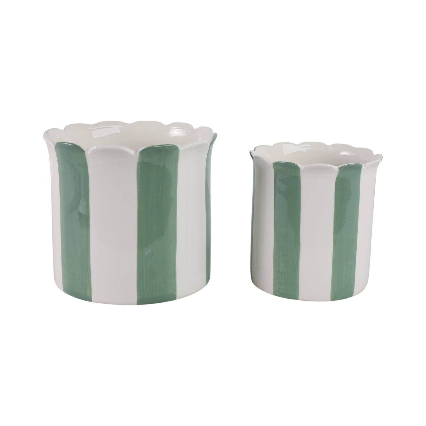 Green/White Ceramic Striped, 6/8 in.