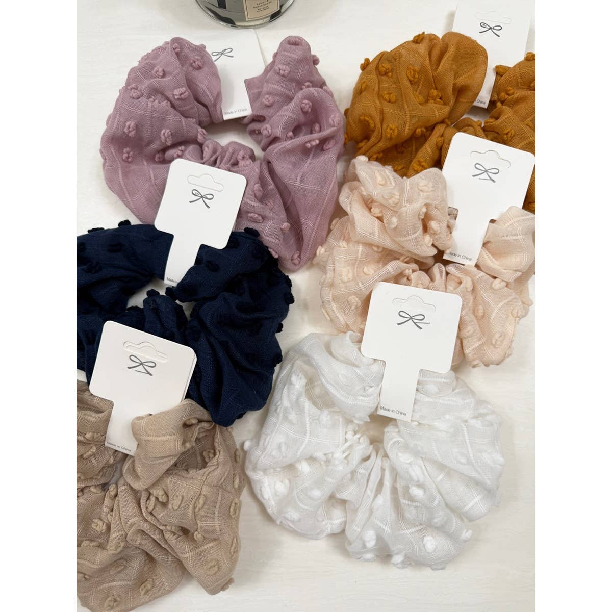 Pompom Textured  Soft Tone Jumbo Scunchie