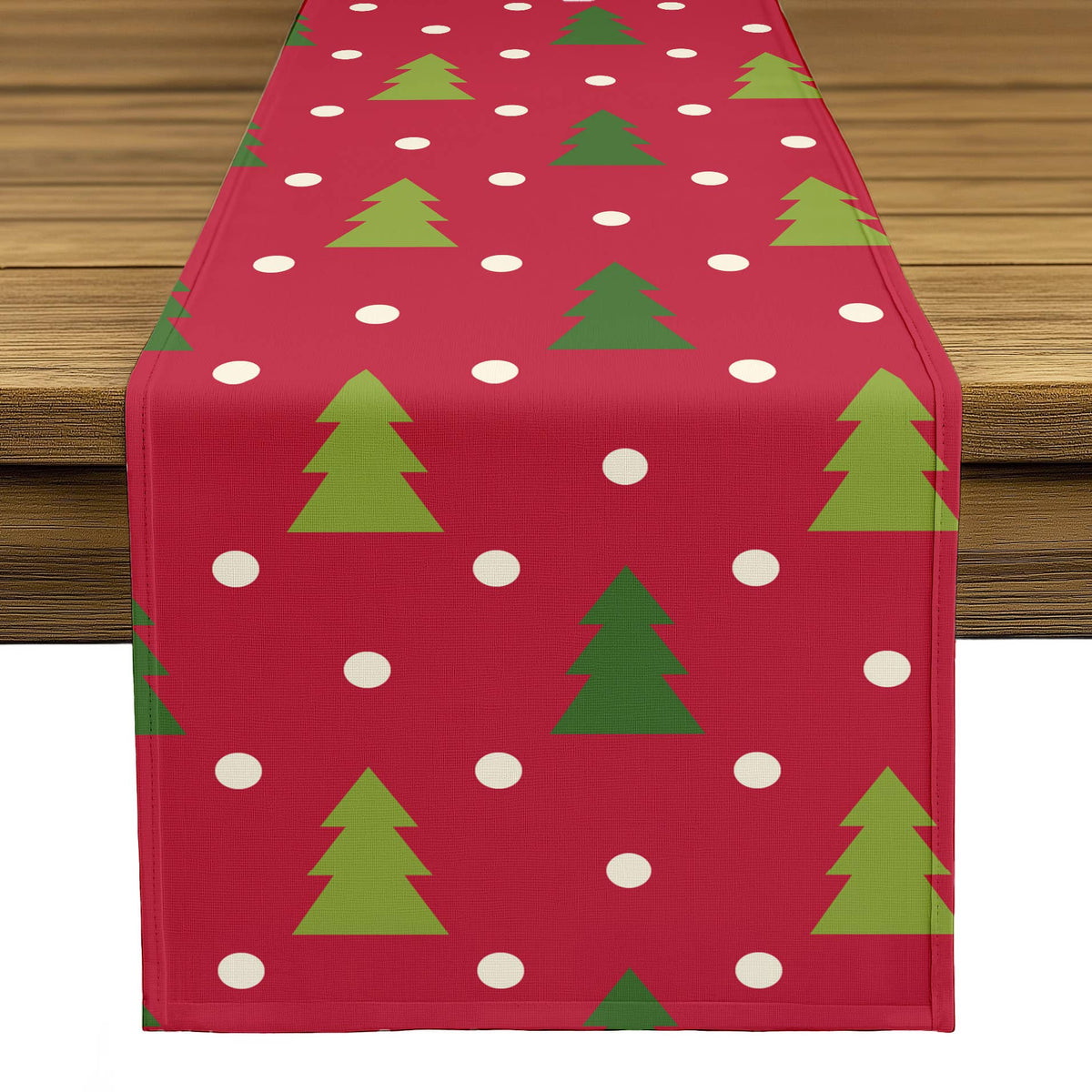 Christmas Trees Red Table Runner