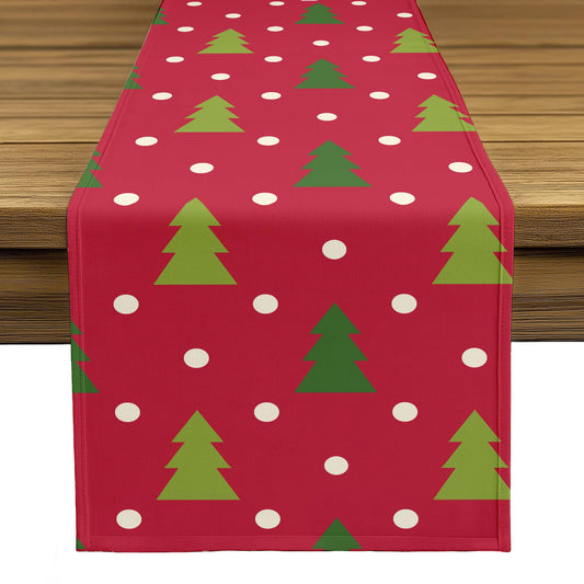 Christmas Trees Red Table Runner