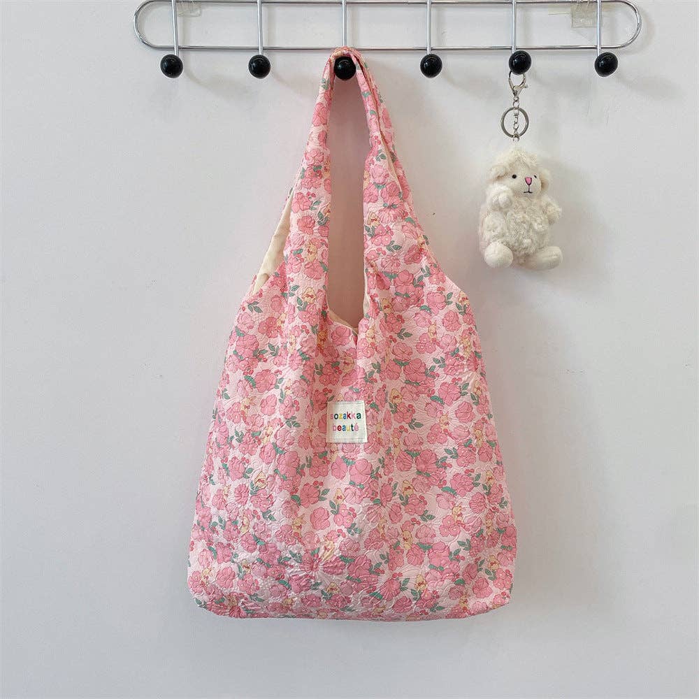 Textured Floral Tote Bag
