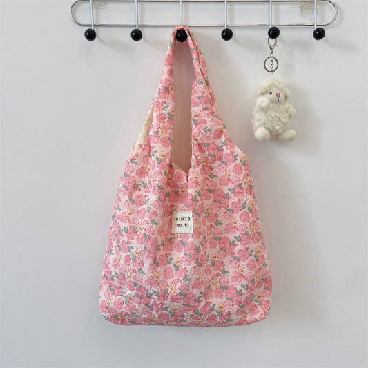 Textured Floral Tote Bag