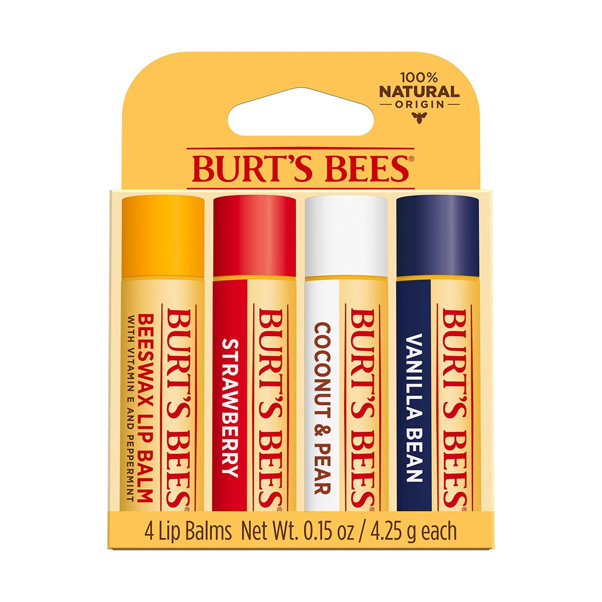 Assorted Moisturizing Lip Balms With Beeswax, 4 Count
