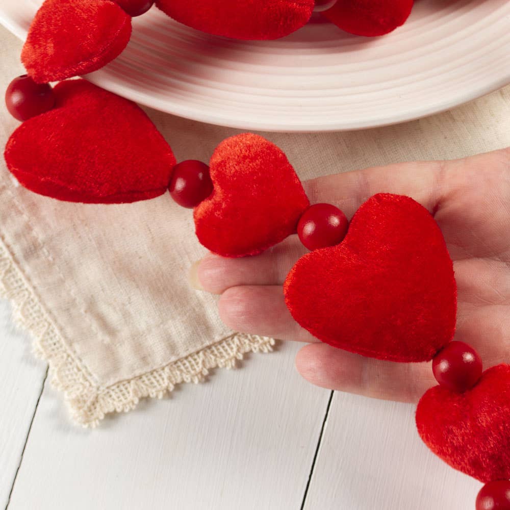 60" Red Puffy Heart Valentine's Day Garlands