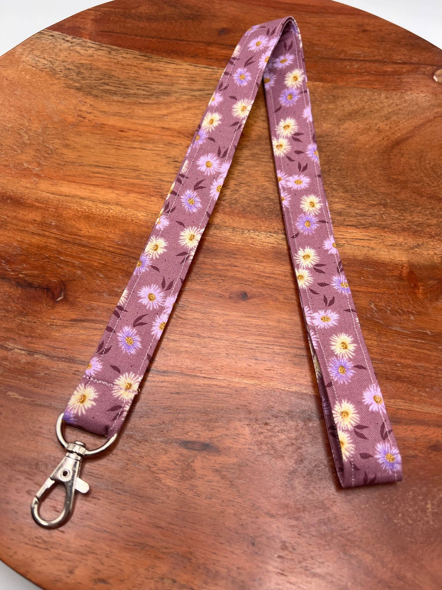 Purple and Yellow Floral Lanyard