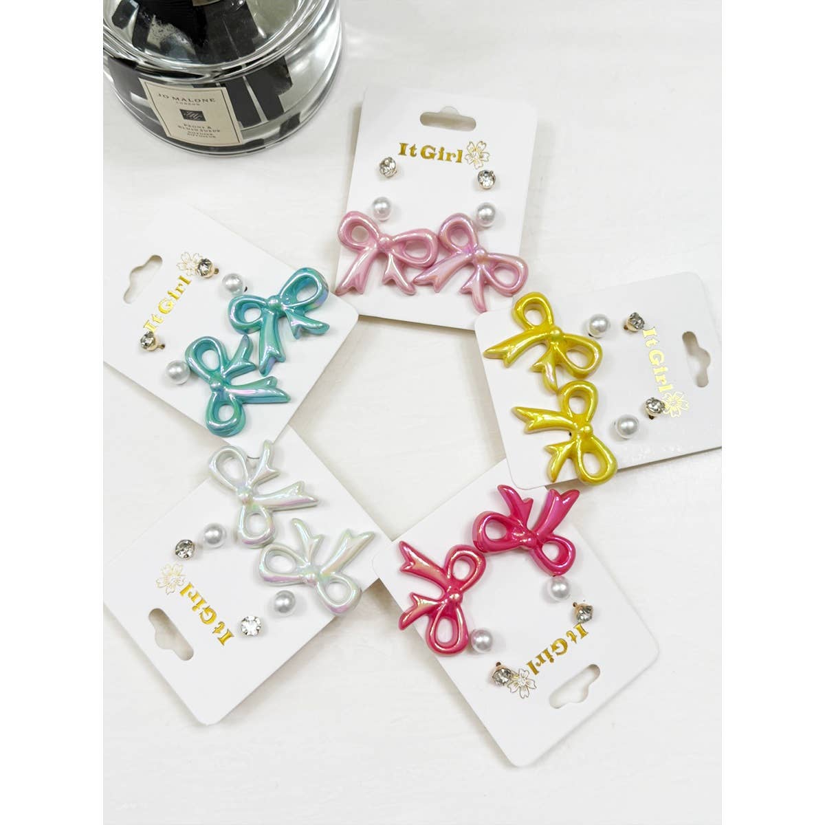 Fancy Glowy Bow Earring Set