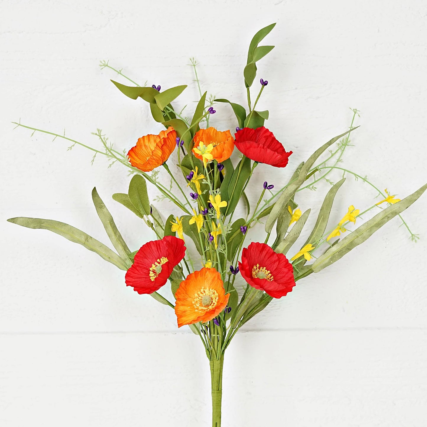 Bush-Orange Red Poppy w. Wild Flower