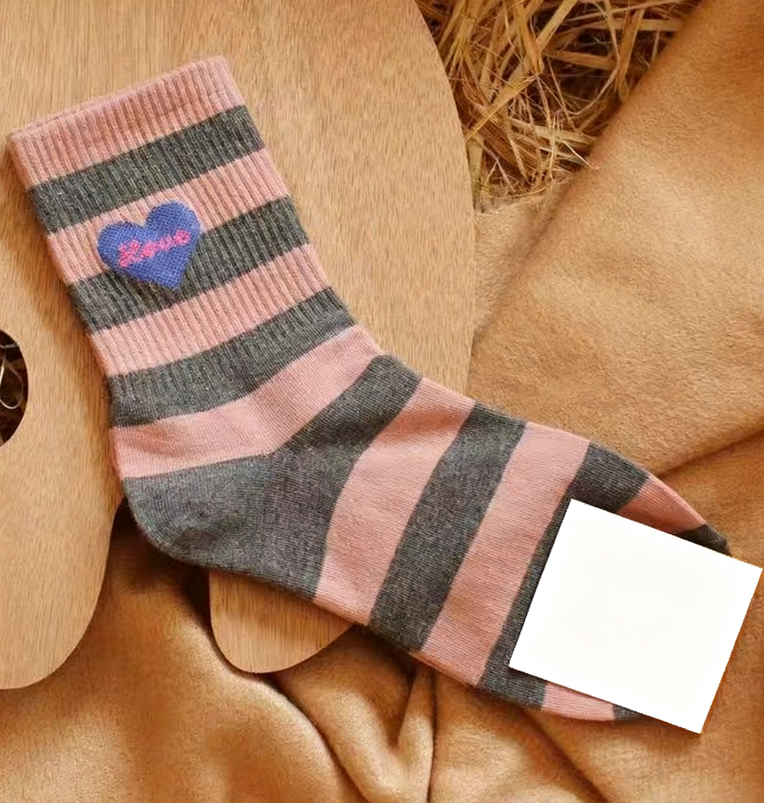 Texlina Women’s Cotton socks With Hearts and stripe patterns