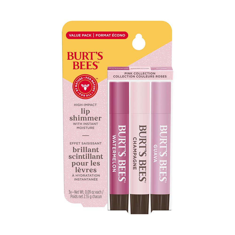 Pink Moisturizing Lip Shimmers With Beeswax, 3 Pack