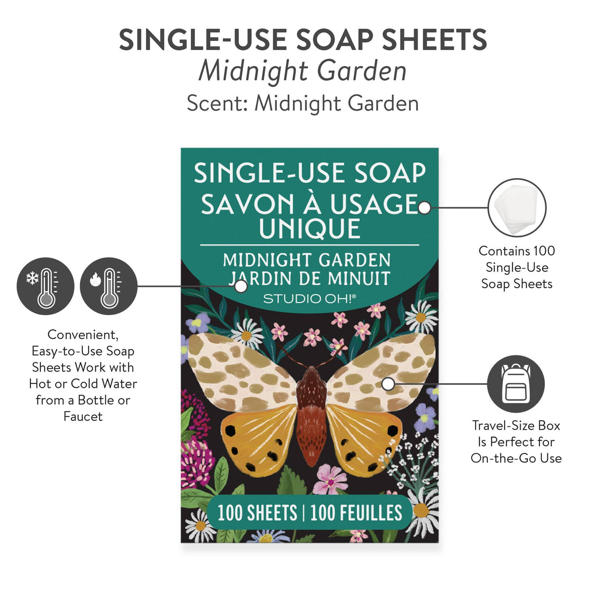 Midnight Garden Single-Use Soap Sheets