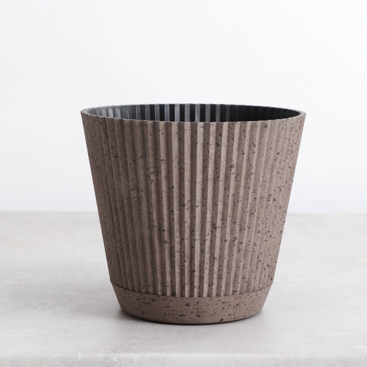 Ruffle Textured Plastic Planter with Attached Saucer