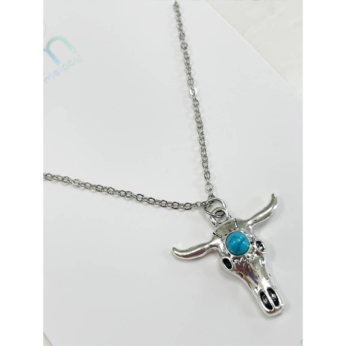 Turquoise Vintage Bull Silver Necklace