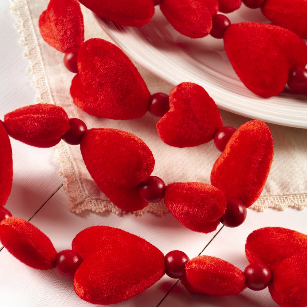 60" Red Puffy Heart Valentine's Day Garlands