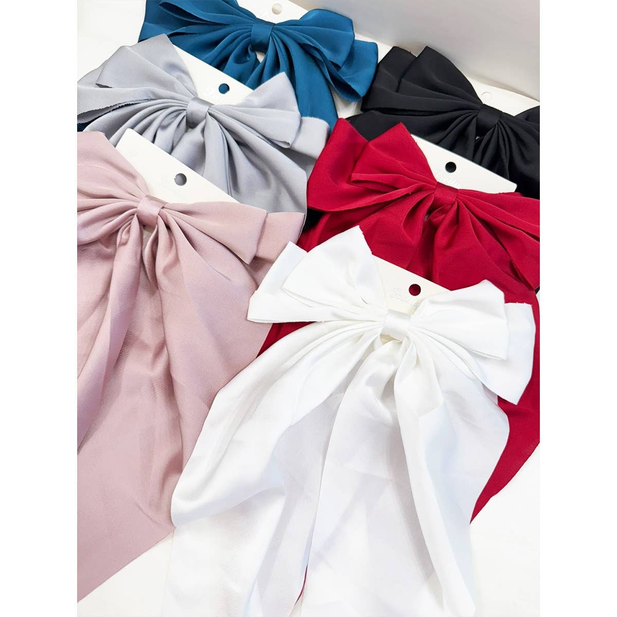 Long Tail Satin Hair Bow Clip- varied colors
