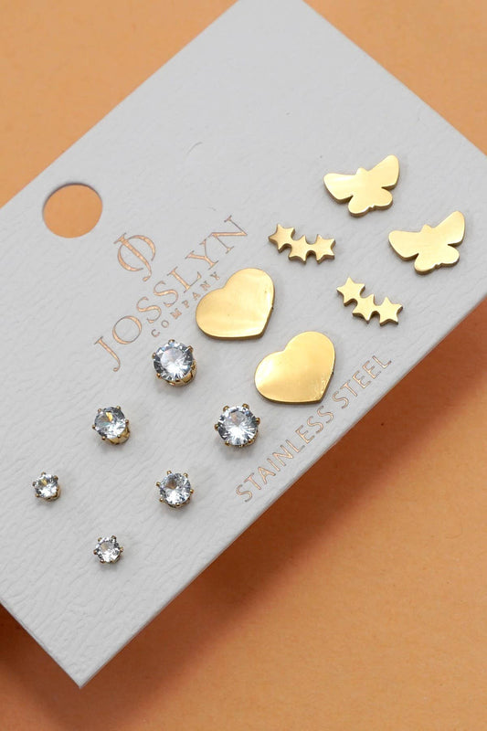 18K STAINLESS STEEL WATERPROOF TARNISH FREE 6 PAIR | 40E455