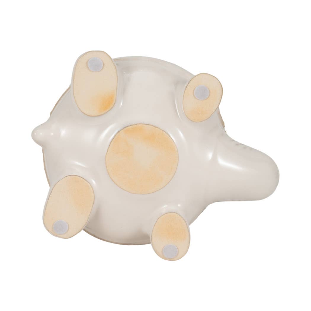Decorative Planter - White Ceramic Shaped Turtle, 7 in.