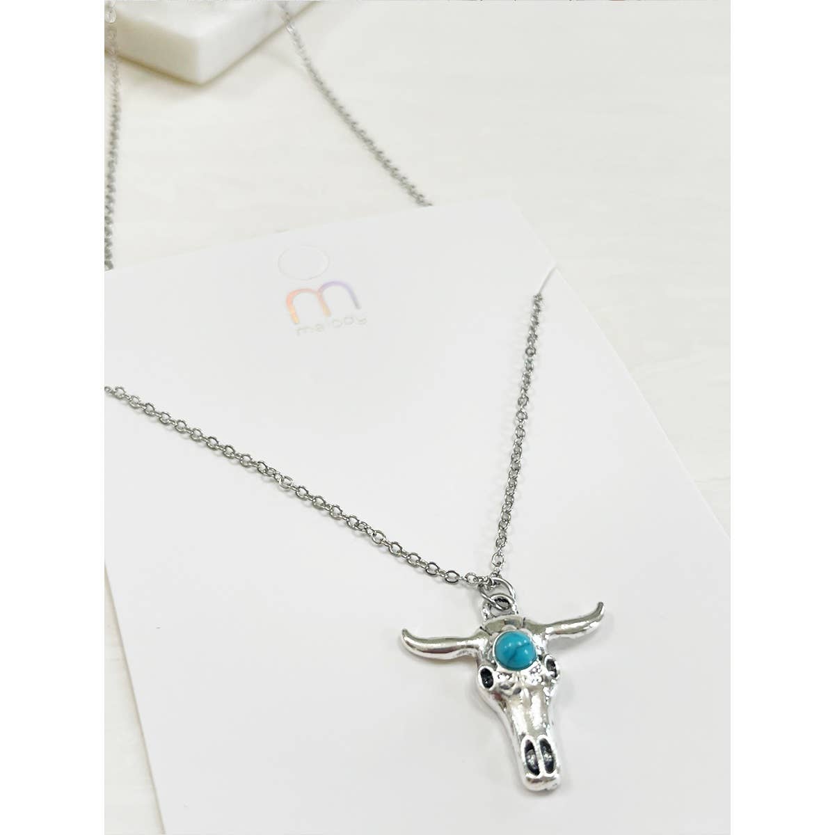Turquoise Vintage Bull Silver Necklace