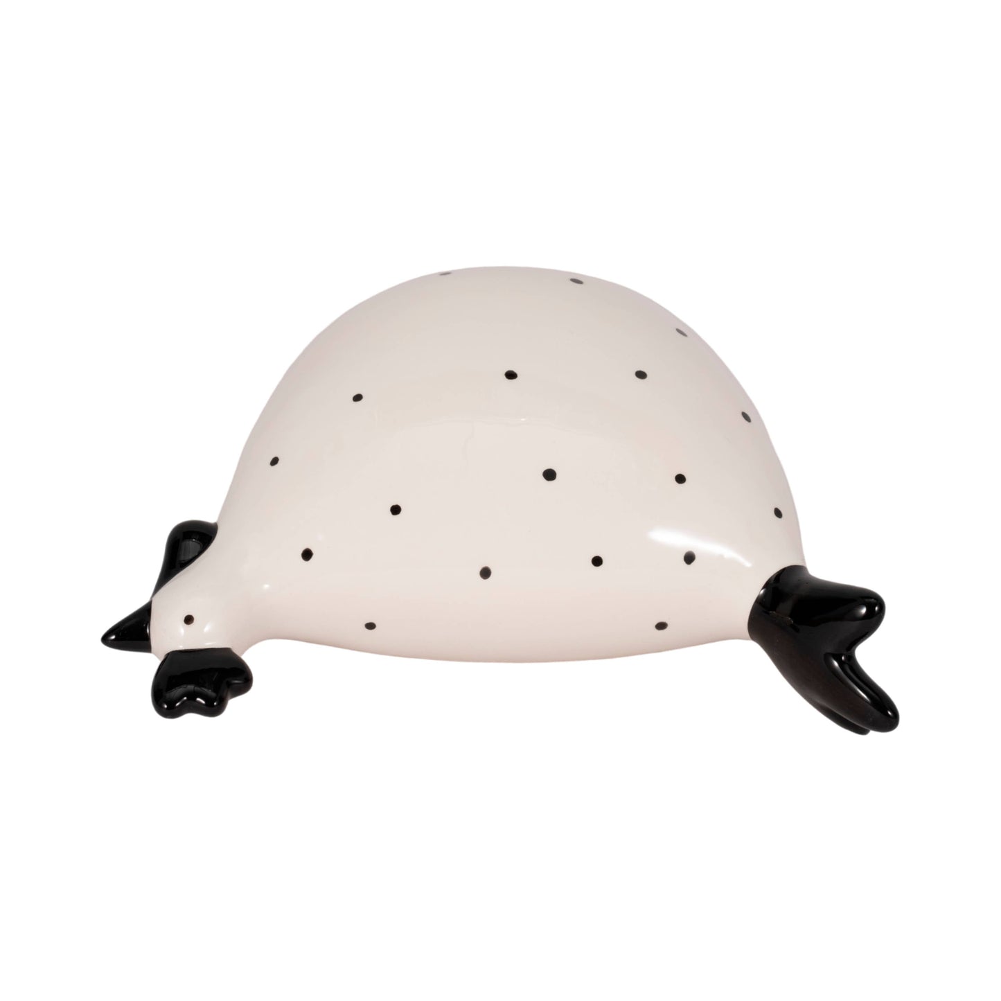 Ceramic Dotted Rooster Figurine - White/Black, 7 in.