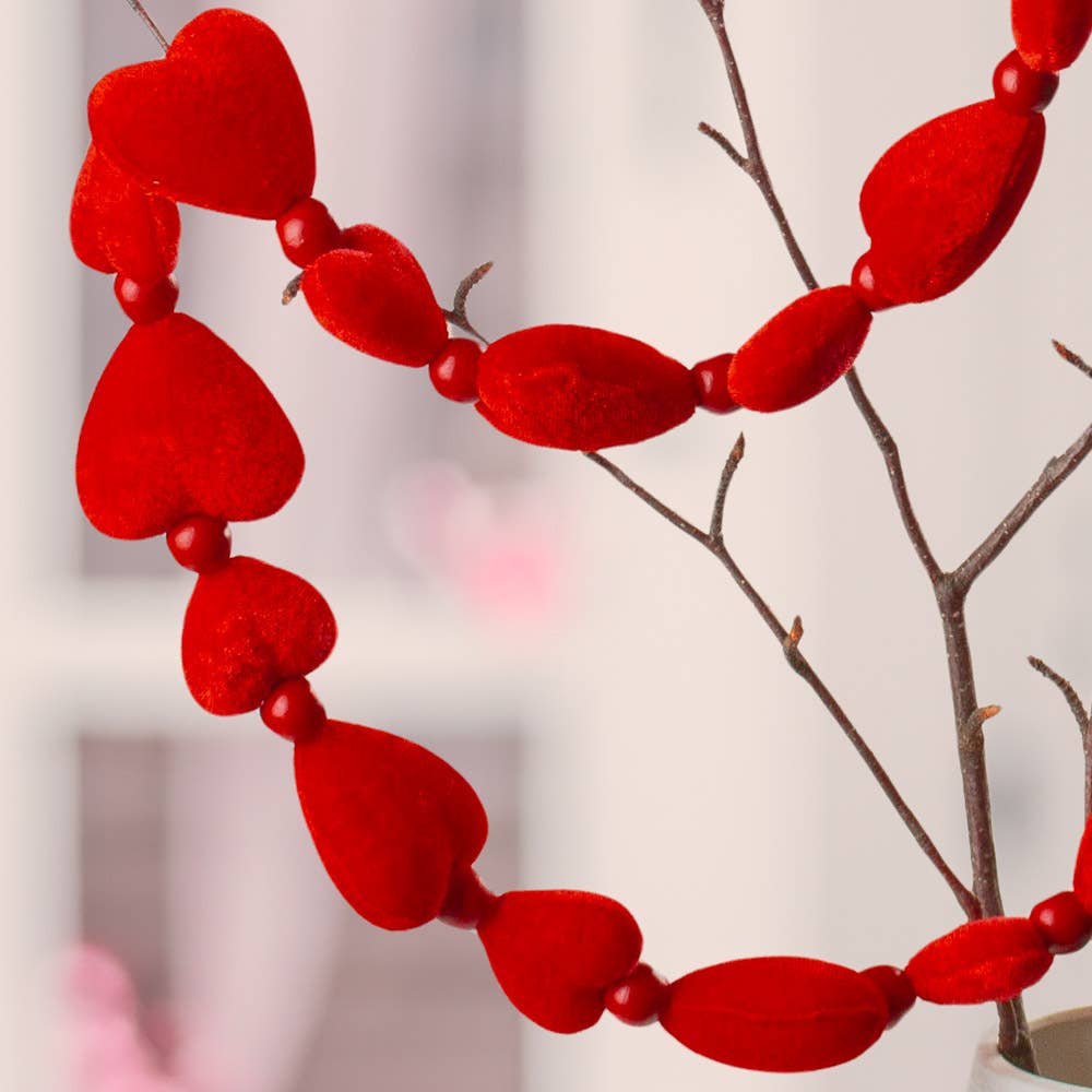 60" Red Puffy Heart Valentine's Day Garlands