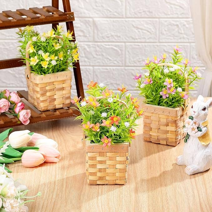 Artificial Spring Flower Basket – Gypsophila Hedyotis