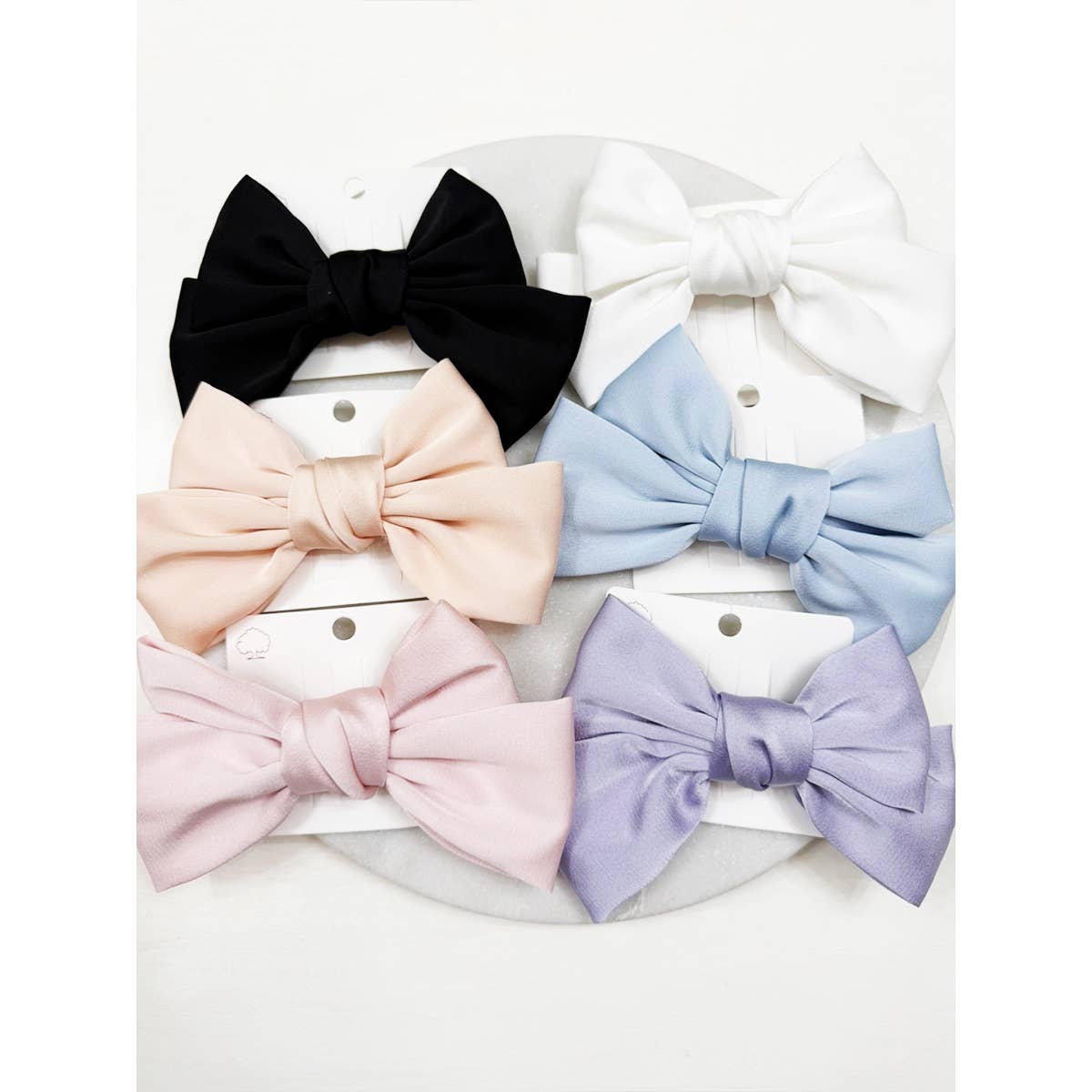 Double Layer Soft Tone Satin Bow Hair Clips