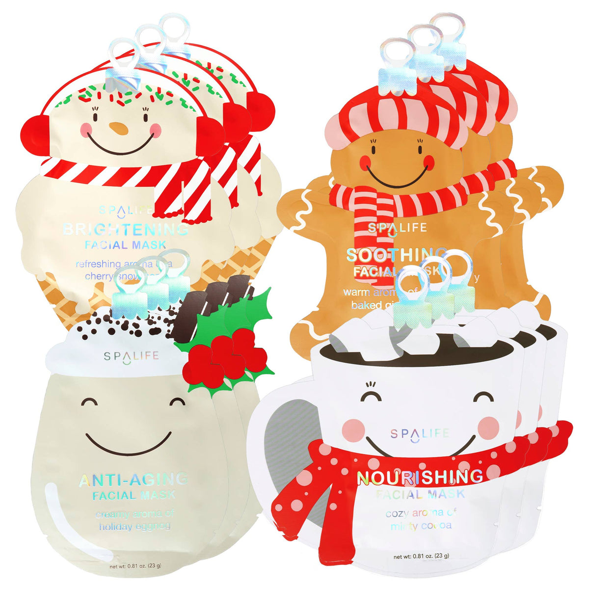 Christmas Holiday Treats Assorted Skincare Masks  | 12 Pack