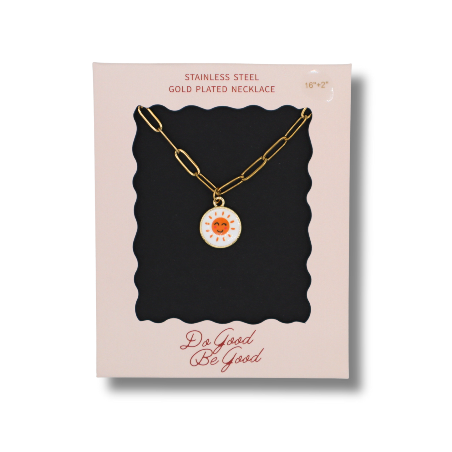 Smiley Sun Charm Gold Plated Necklace