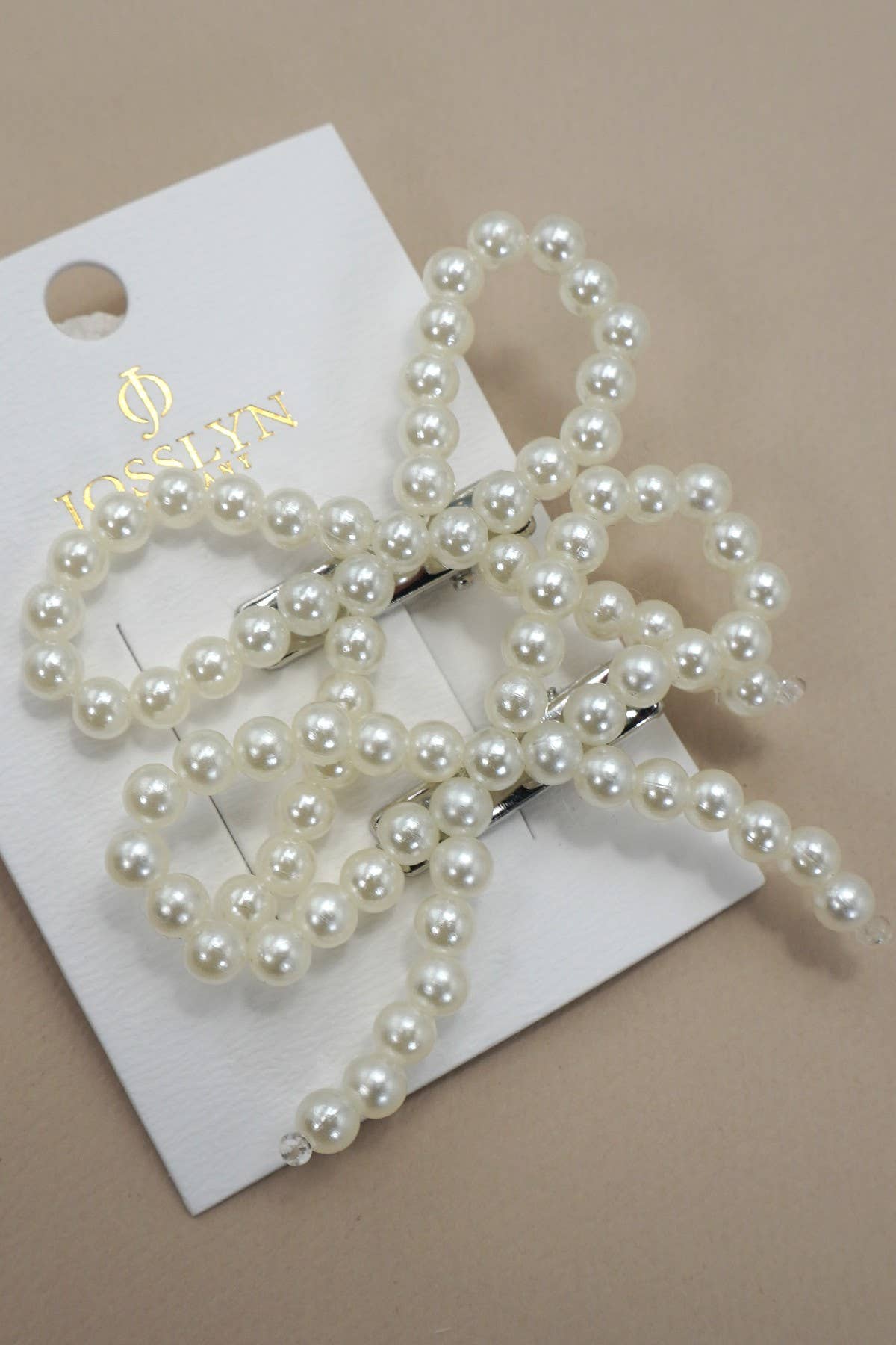 PEARL BALL CHAIN BOW HAIR CLIP SET OF 2 40H880