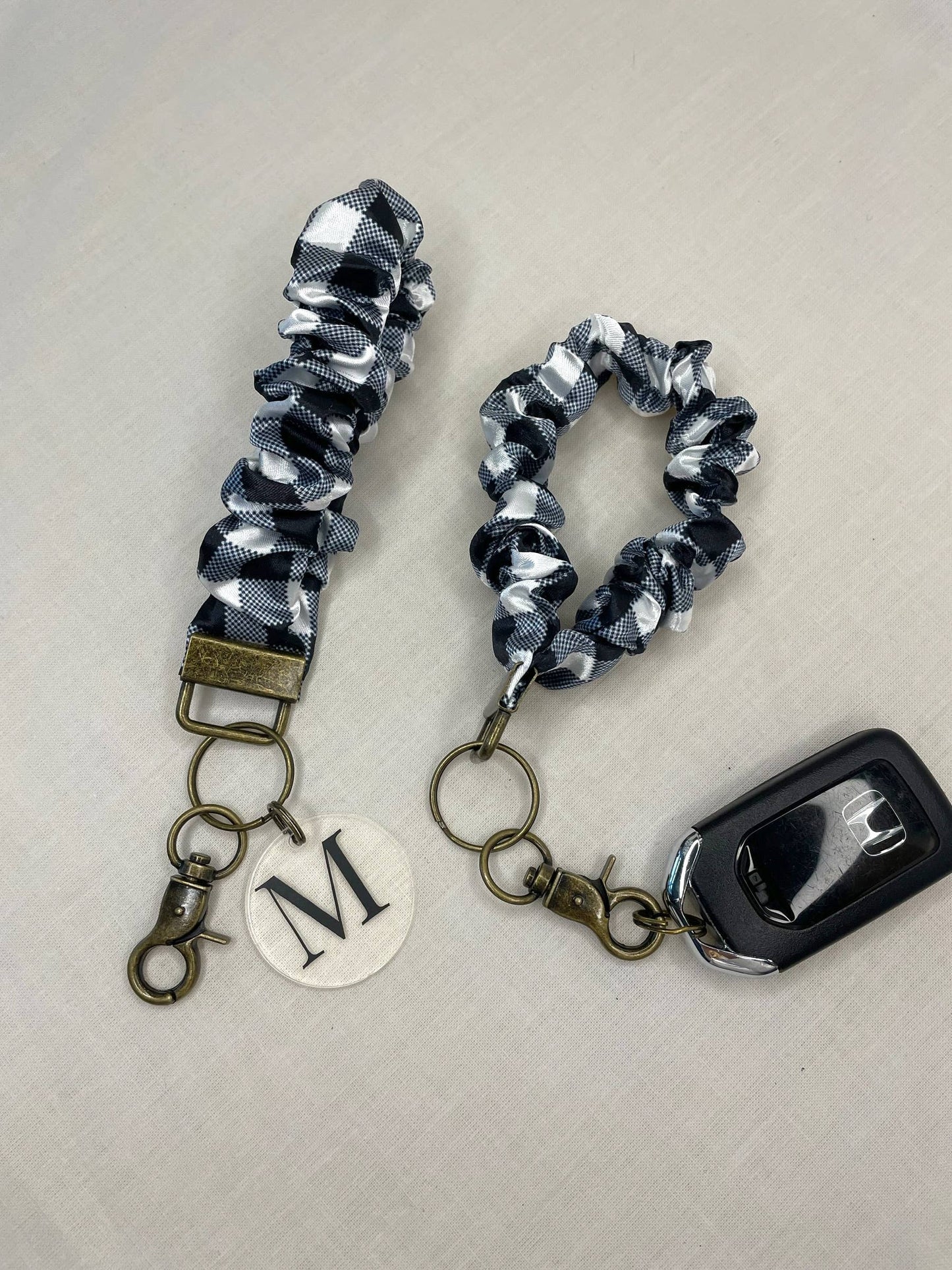 Scrunchie Keychain Black Checkered