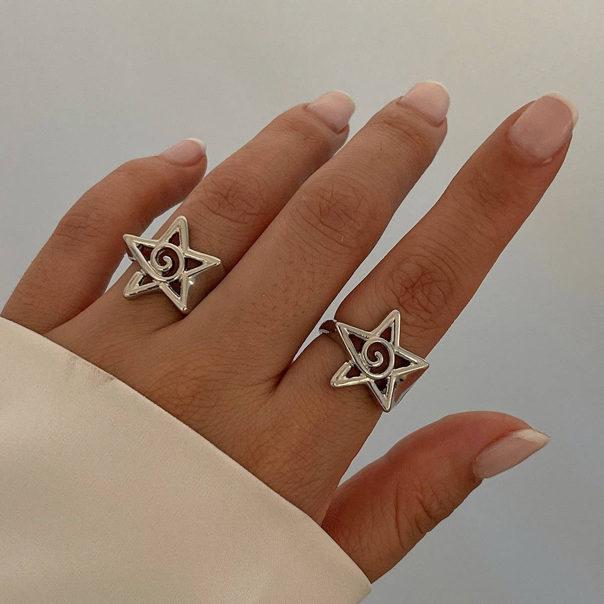 NEW FASHION FIVE-POINTED STAR OPEN ALLOY RING_CWMM3238