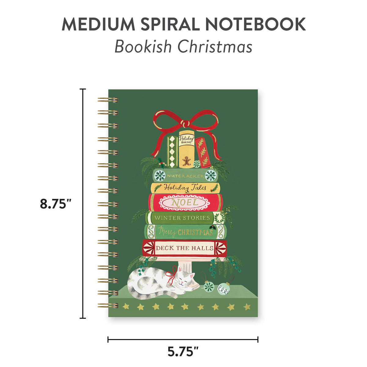 Bookish Christmas Medium Spiral Notebook