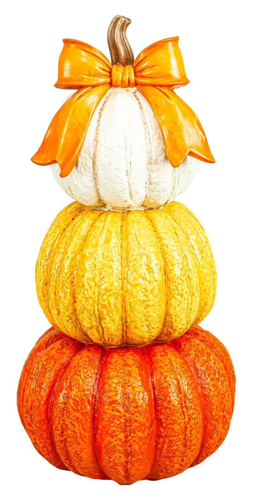 Ribbon Bow Fall Pumpkin Stack 12" Tabletop
