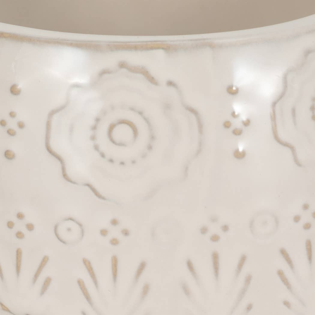Decorative Planter - White Ceramic Shaped Turtle, 7 in.