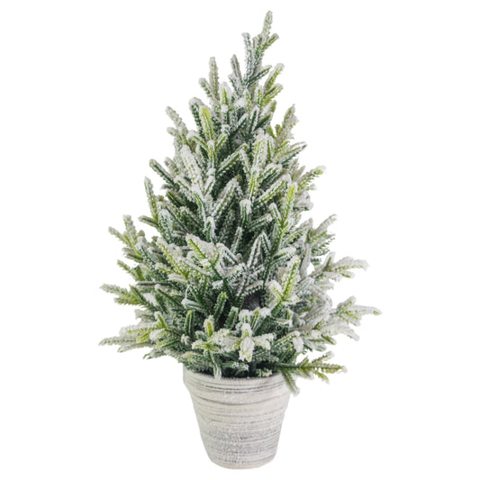 15.5" Tall Flocked Tree In White Planter Christmas Décor