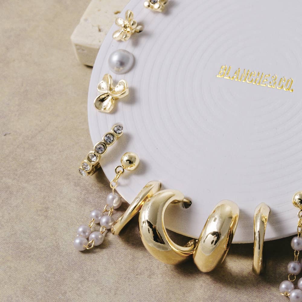 Floral Pearl Multi Style Earring Set