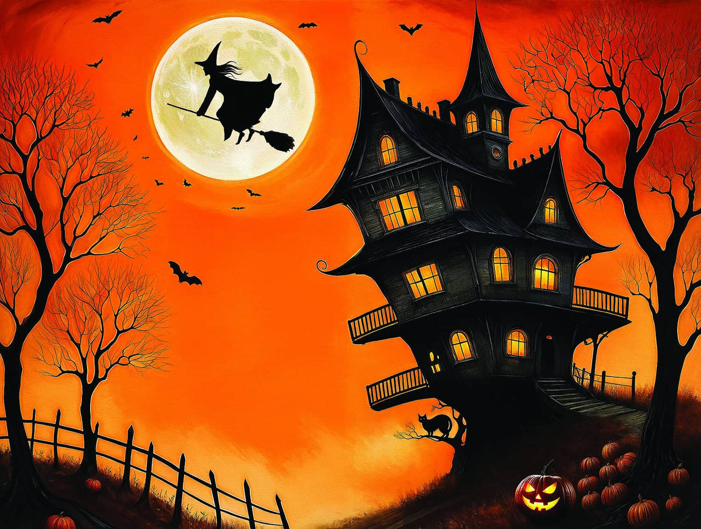 0876 Haunted Halloween House and Witch 500 Pc Puzzle
