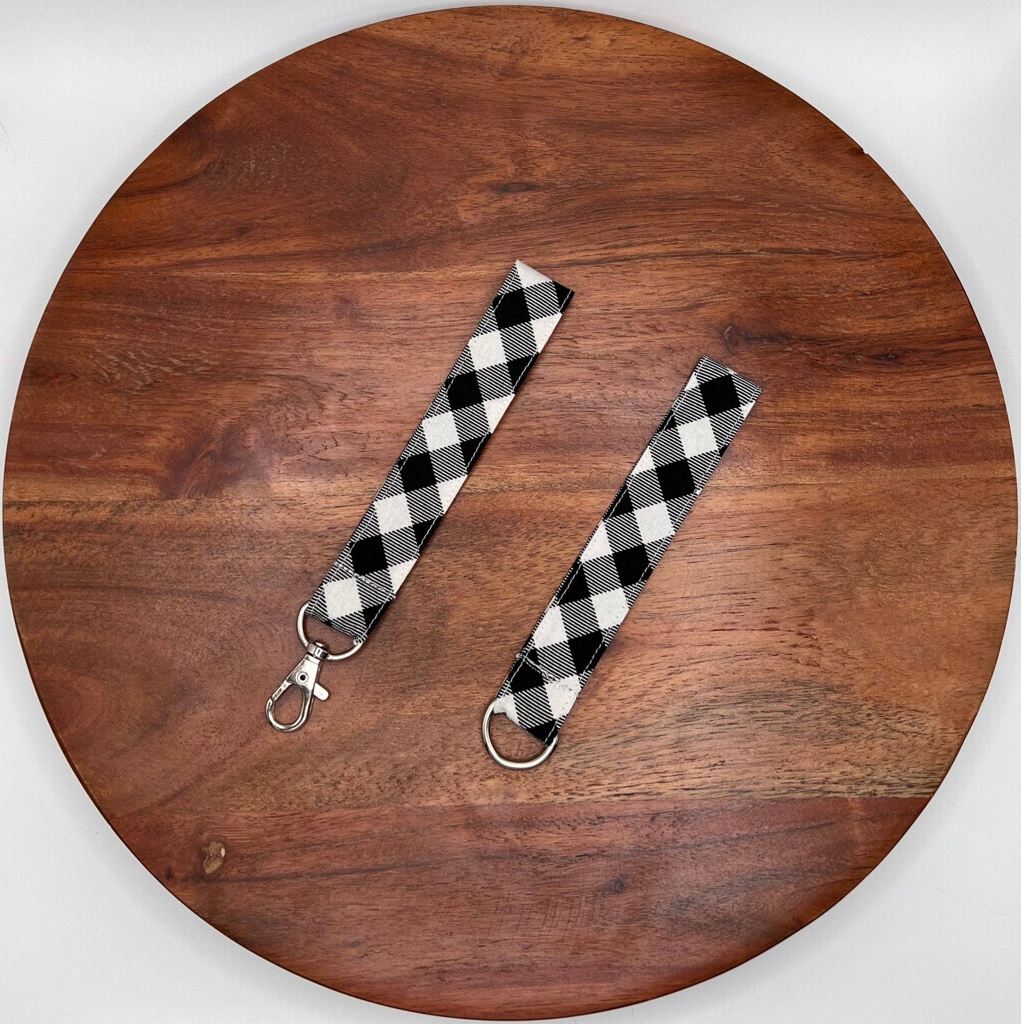 Black and White Plaid Lanyard