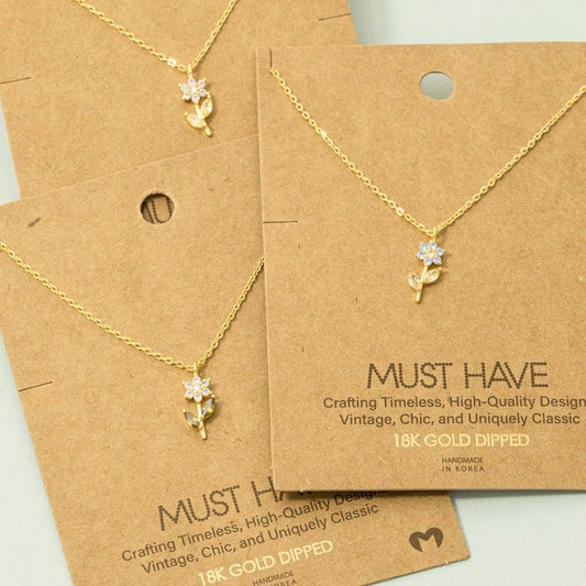 Cz Flower Pendant Necklace