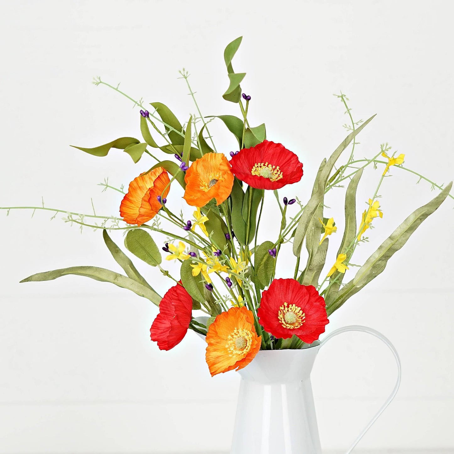 Bush-Orange Red Poppy w. Wild Flower
