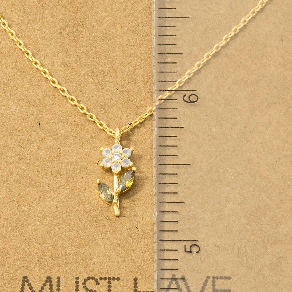 Cz Flower Pendant Necklace
