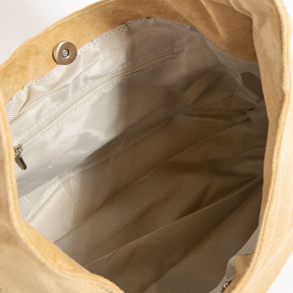 Suede Studded Trim Hobo Bag