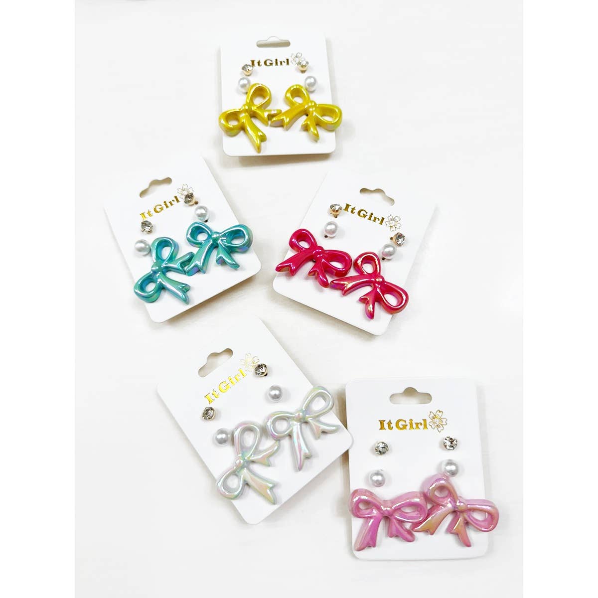 Fancy Glowy Bow Earring Set