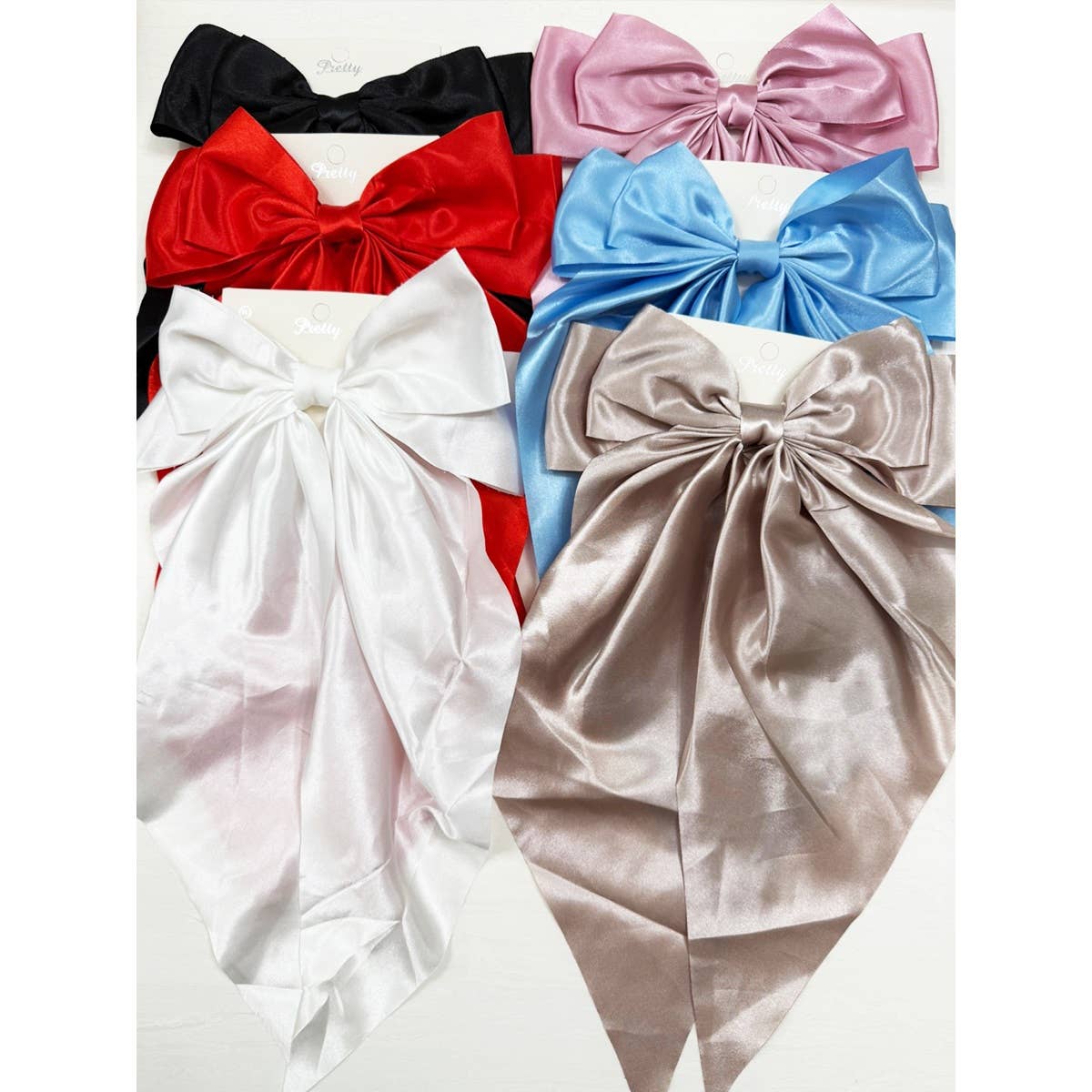 Solid Long Tail Satin Hair Bow Clip