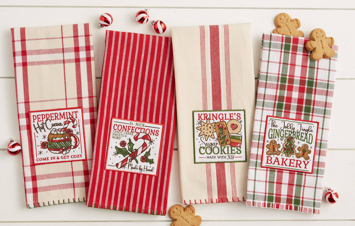 Holly Jolly Cookie Co Embellished Dishtowels Mixed