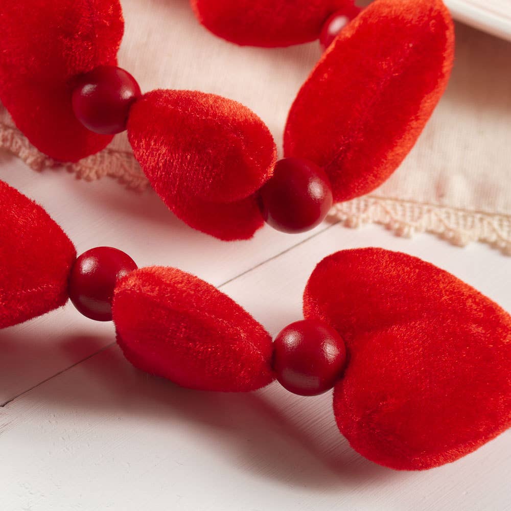 60" Red Puffy Heart Valentine's Day Garlands