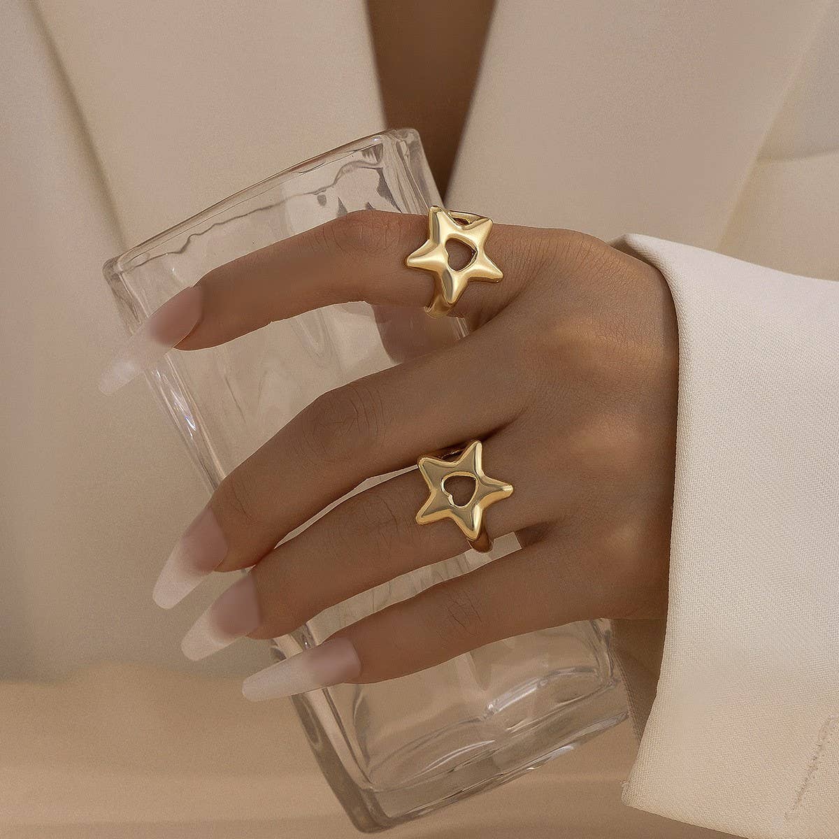 NEW FASHION FIVE-POINTED STAR OPEN ALLOY RING_CWMM3238